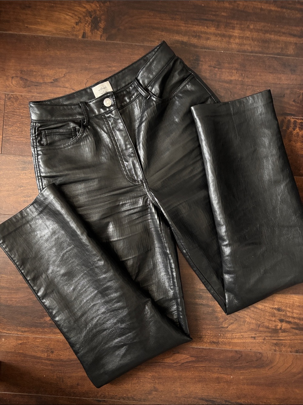 Wilfred Black Faux Leather High-Rise Pants